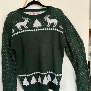 RARE Vintage Canadian Tire Sweater Green/White Crew Neck One Size Unisex